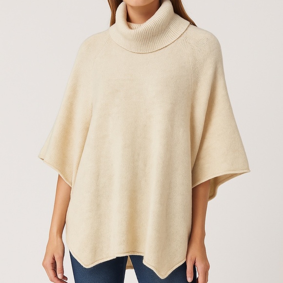 ZARA Turtleneck Poncho Sweater | Size Small | Cream - Picture 1 of 7